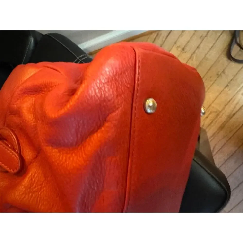 WEEKEND MAXMARA PEBBLE LEATHER red TOTE BAG SATCHEL (120